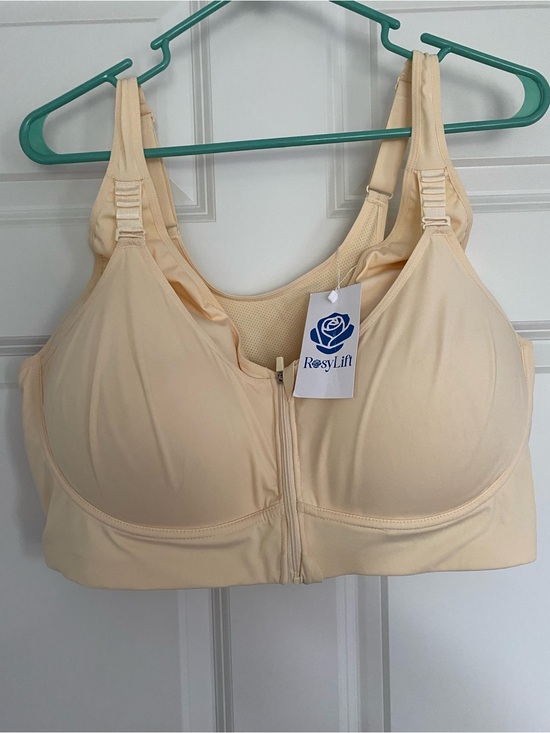 Other - Women's 6x RosyLift  Front-Zip Full Coverage Beige Sports Bra Wire Free Lift